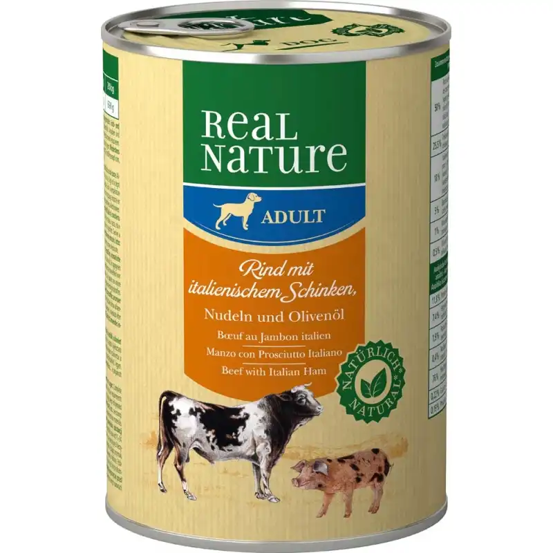 Real Nature Classic Latas Para Perros Adultos Ternera Jamón, Unidades 1 x 6 Latas 400 gr - Real Nature - Comparador de precios