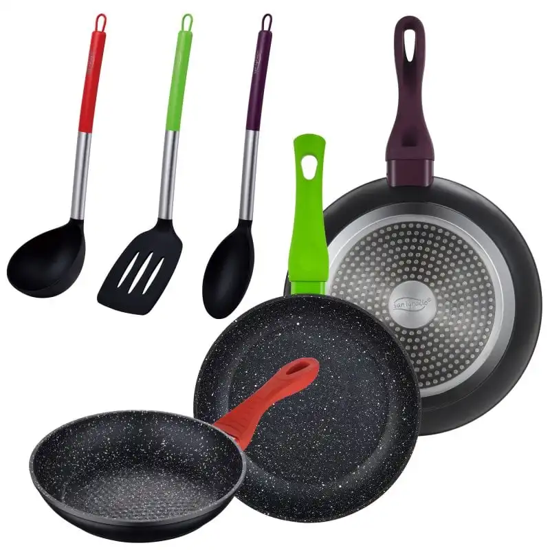 San Ignacio Jolie Set de 3 Sartenes de Aluminio Forjado 20, 24 y 28cm + 3 Utensilios