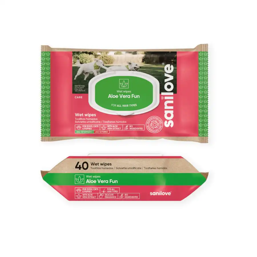 Sanilove Toallitas Húmedas Higiénicas Aloe Vera para perros