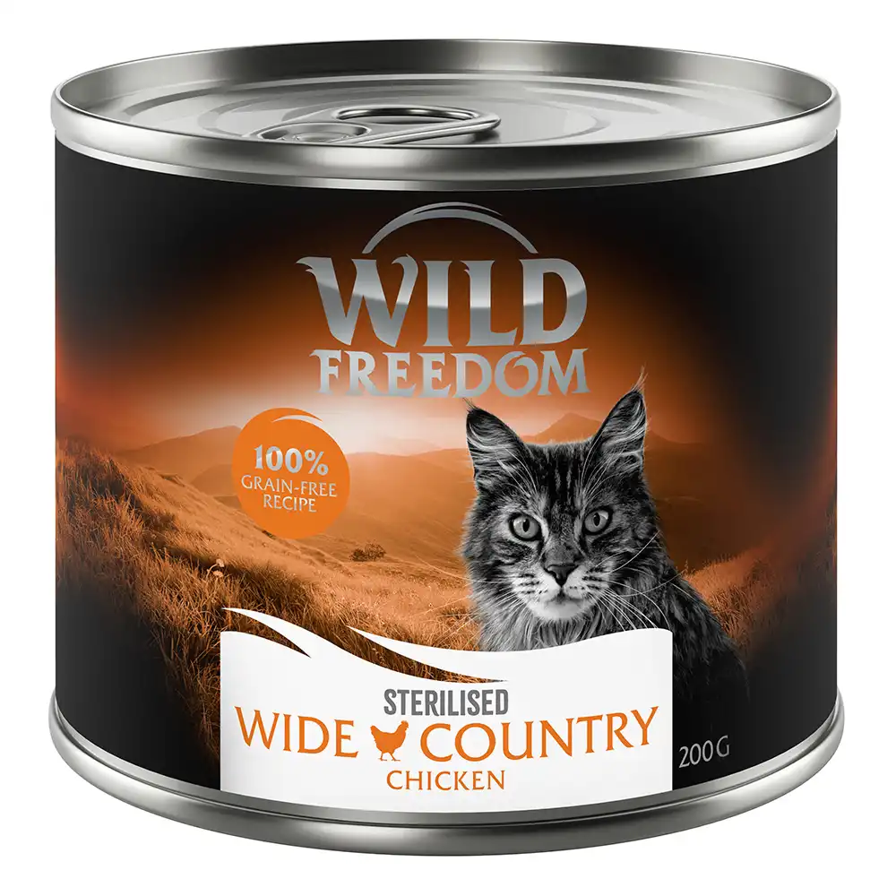 Wild Freedom Adult Sterilised 6 x 200 g - receta sin cereales - Wide Country Sterilised - Pollo puro - Wild Freedom - Comparador de precios