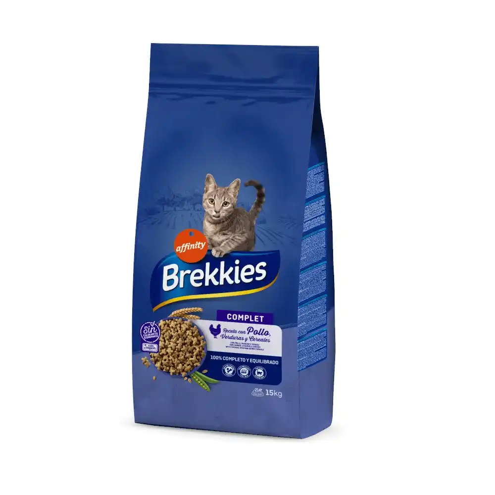 Brekkies Complet Selección de aves y pescados, verduras y cereales para gatos - 15 kg
