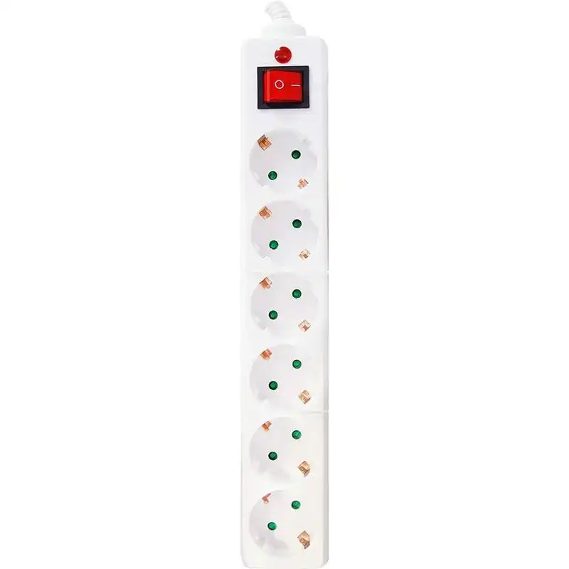 Garza Basic Power Regleta 6 Tomas con Interuptor y Cable 1.5m Blanca