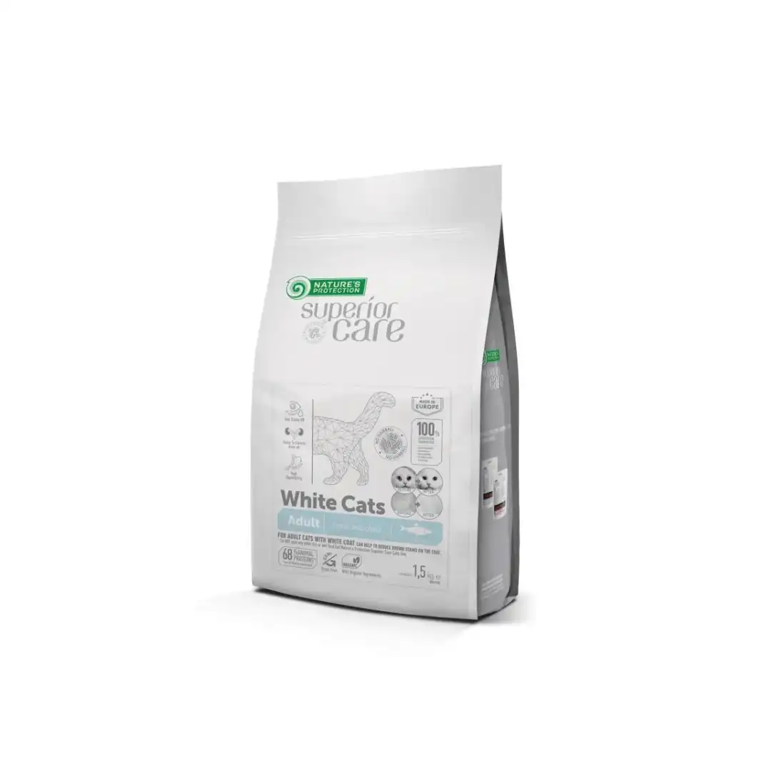 Nature´s Protection White Cat Con Arenque Sin Cereales Para Gatos Adultos 1,5 Kg - Natures Protection - Comparador de precios
