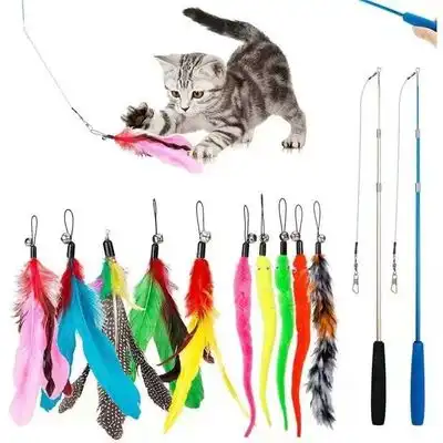 Pawffee 12 juguetes de plumas para gatos, 2 varitas + 10 recambios - 1 pieza - Pawffee - Comparador de precios
