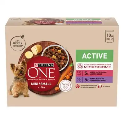 Purina ONE Mini Active vacuno y pato - 10 x 85 g - Purina One - Comparador de precios