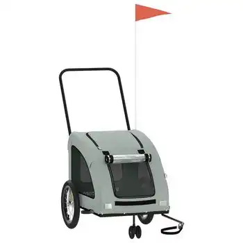 vidaXL Remolque de bicicleta mascotas hierro tela Oxford gris - VIDAXL - Comparador de precios