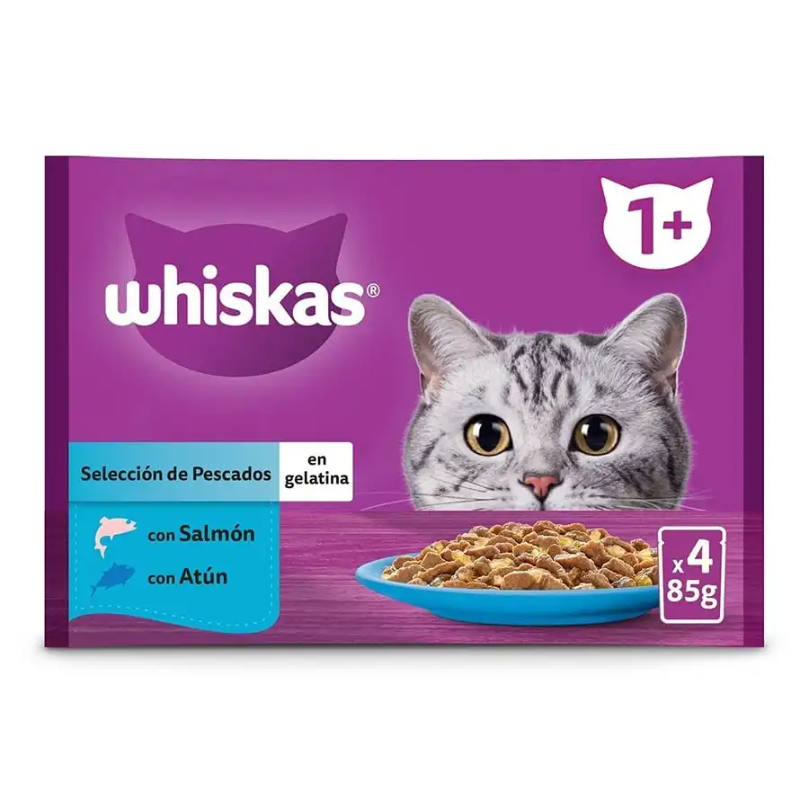 Comida húmeda para gatos +1 año Whiskas Selección Pescados12 x 100 gr