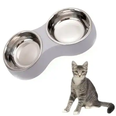 HausPets Comederos grises mascotas, 2 cuencos acero inoxidable - una pieza - HausPets - Comparador de precios