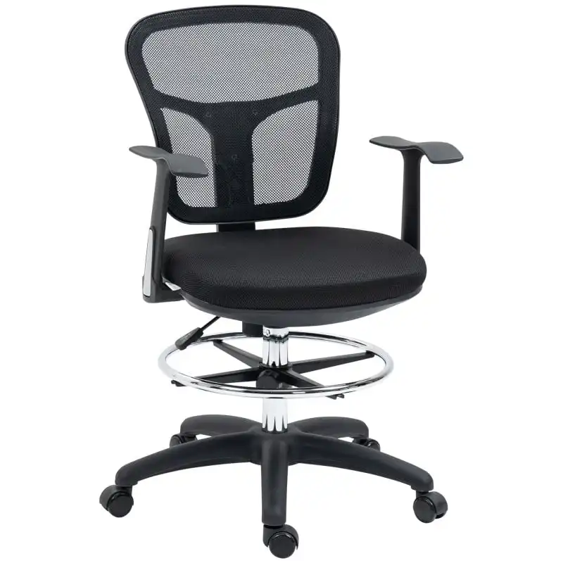 Vinsetto Silla De Dibujo Ergonómica De Malla Con Reposabrazos 59x59x95-115 Cm
