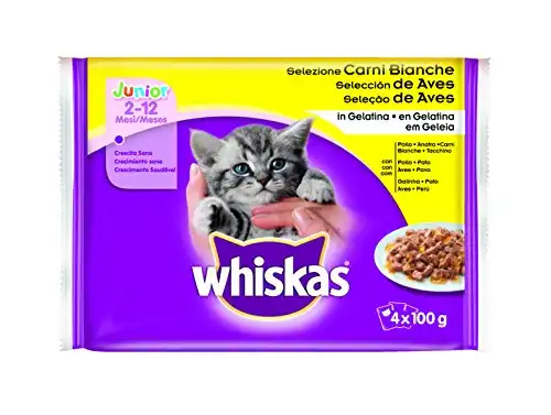 Comida húmeda para gatos Junior Whiskas Selección aves 4 x 100 gr