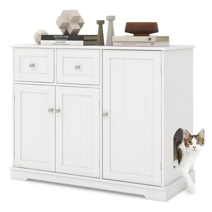Costway Mueble para Caja de Arena para Gatos - 100 cm x 45 cm x 80 cm - COSTWAY - Comparador de precios