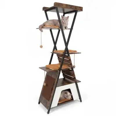 GIANTEX Árbol Multinivel para Gatos de Interior, Estructura Metálica en X - 1 Árbol - Giantex - Comparador de precios