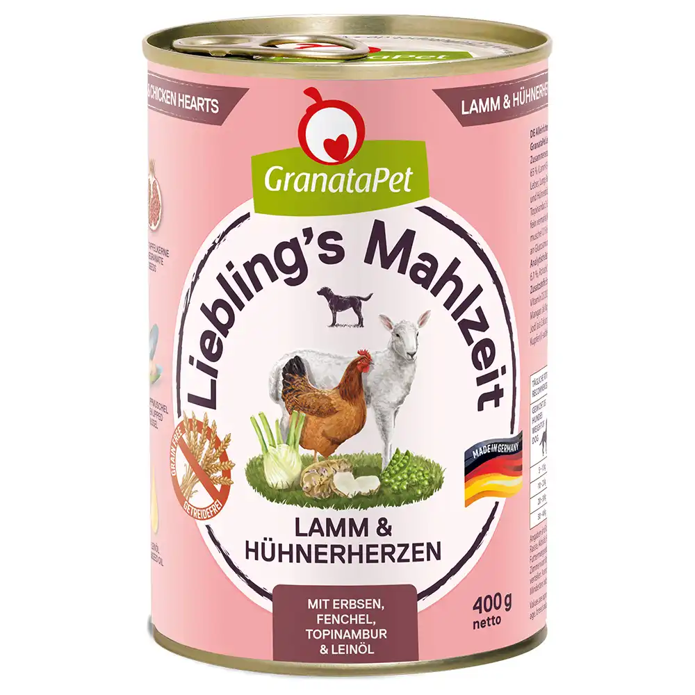 Granatapet Liebling's Mahlzeit 6 x 400 g - Cordero y corazones de pollo