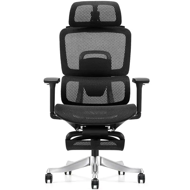 Owlotech Luxa Silla de Escritorio Ergonómica Mesh con Reposapiés Negra