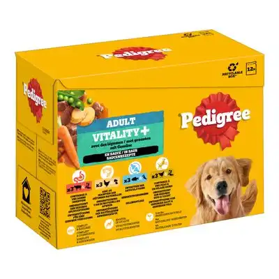 Pedigree Adult para perros Vitality+ bolsitas en salsa - 48 x 85 g (4 variedades) - Pedigree - Comparador de precios