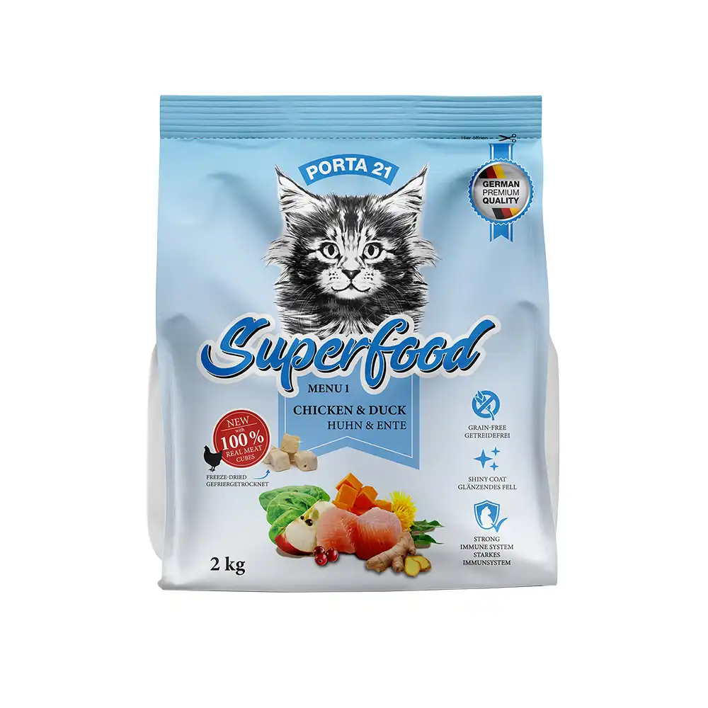 Porta 21 Superfood Menu 2 kg para gatos: ¡30 % de descuento! - Menu 1 con pollo y pato