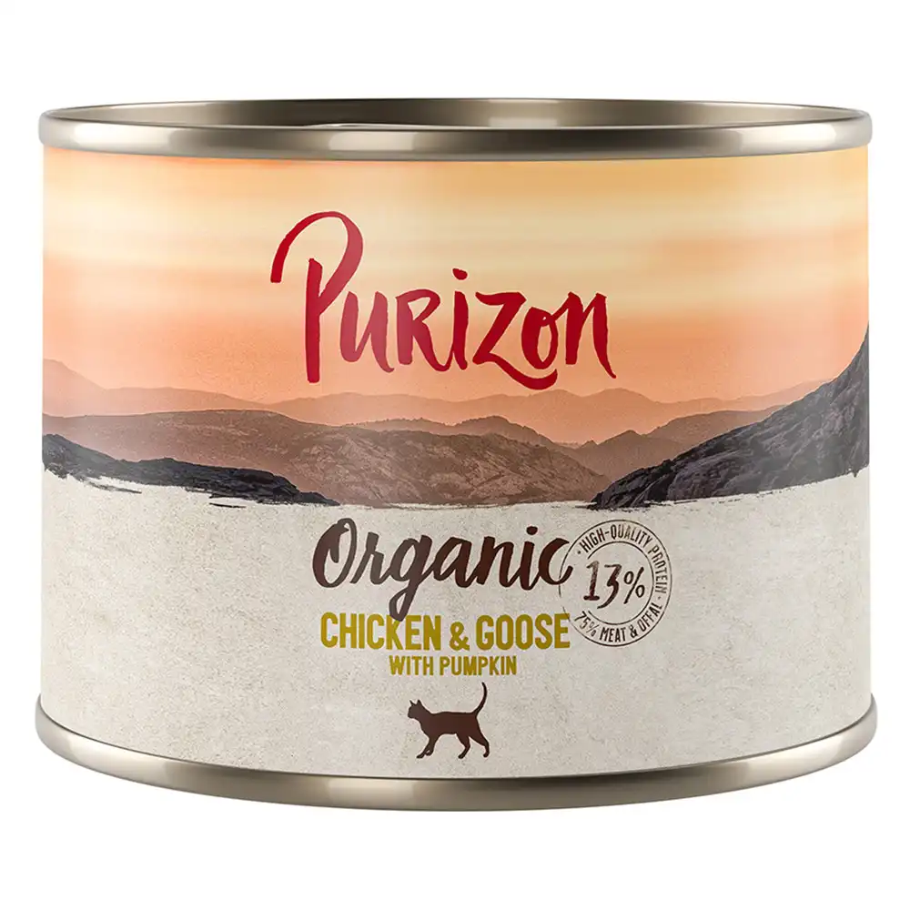 Purizon Organic 6 x 200 g comida ecológica para gatos - Pollo y ganso con calabaza