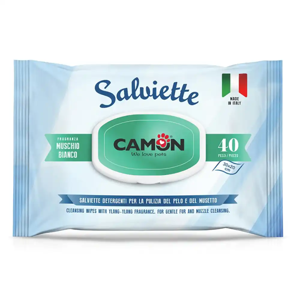 Toallitas Camon White Musk para el cuidado del pelo de perros y gatos - 40 piezas - Camon Wipes - Comparador de precios
