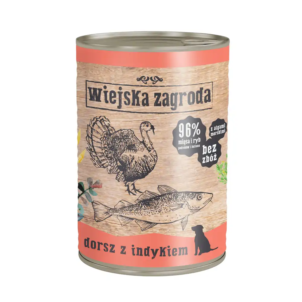 Wiejska Zagroda 12 x 400 g comida húmeda para perros - Bacalao con pavo