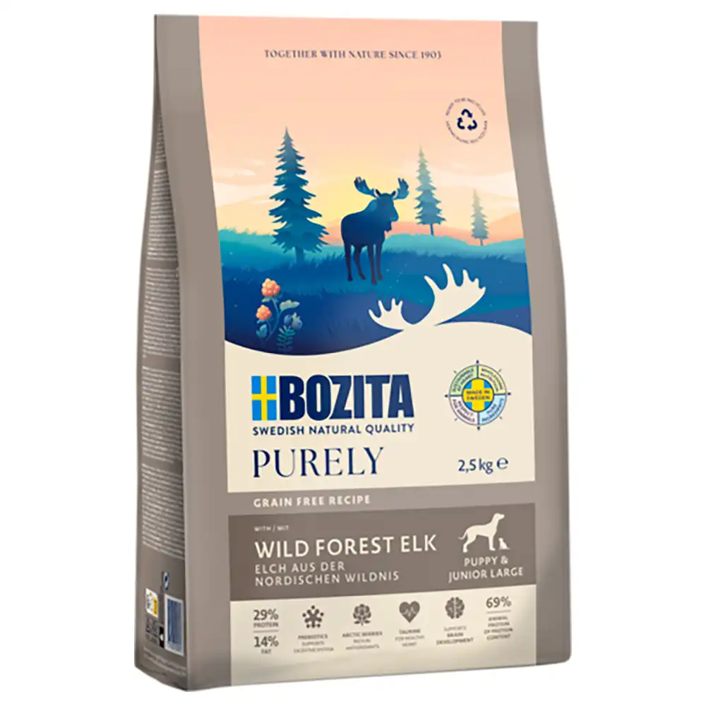 Bozita Purely Grain Free pienso para perros: ¡20% de descuento! - Puppy & Junior Large con Alce (2,5 kg) - Purely - Comparador de precios