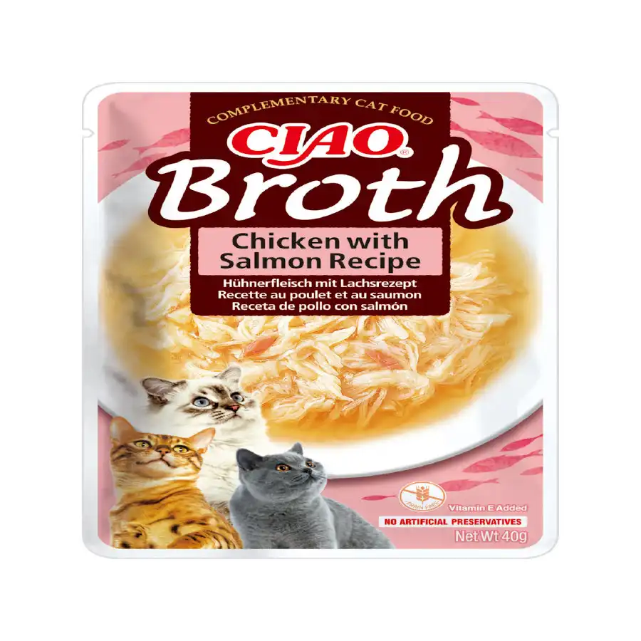 Churu Broth Sopa de Pollo con Salmón sobre para gatos – Multipack 12 - Churu - Comparador de precios