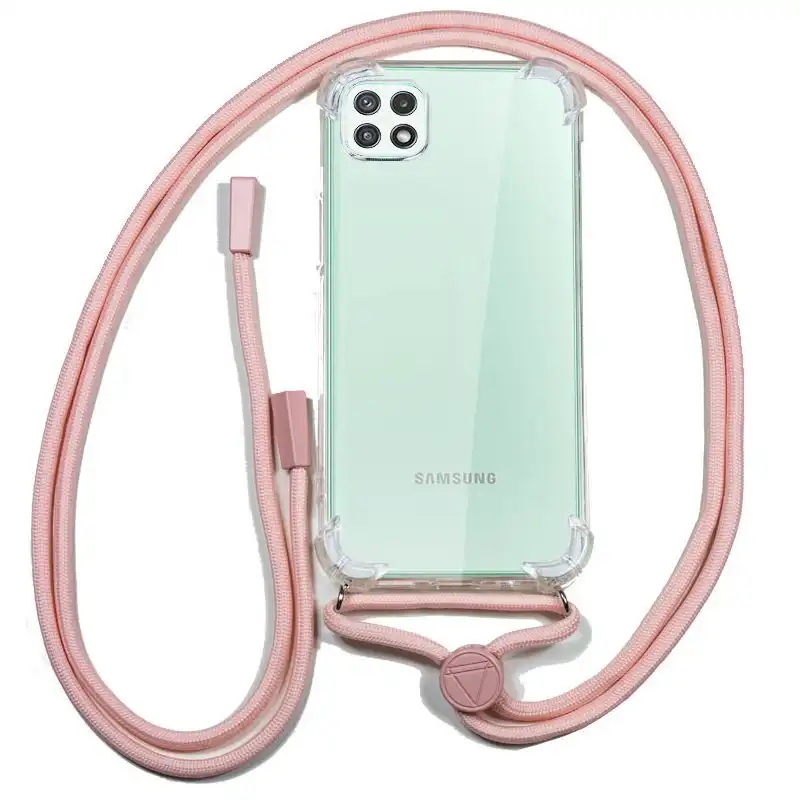 Cool Funda Transparente con Cordón Rosa para Samsung Galaxy A22 5G