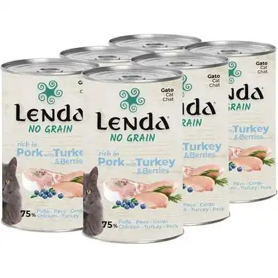 Lenda Paté para Gatos Cerdo con Pavo y Arándanos Sin Cereales - 6 x 400 g - Lenda - Comparador de precios