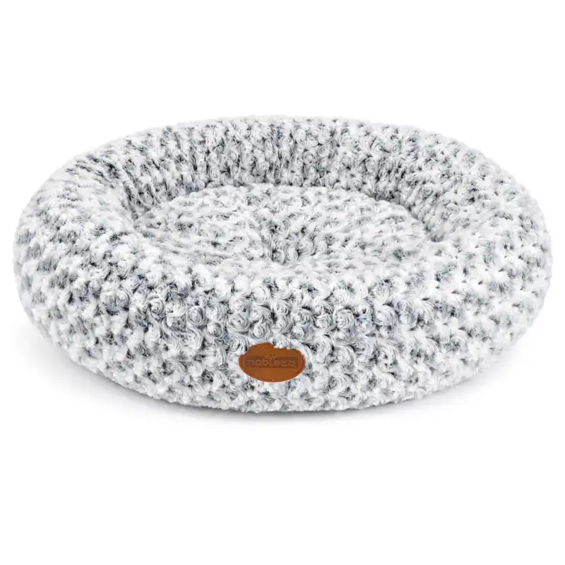 Nobleza Cama Redonda para Gatos y Perros Pequeños/Medianos (Ø 70 cm) - Cojín Donut Antiestrés de Felpa Suave con Textura Rosas, Cama Lavable e Antideslizante, Gris - 60cm - NOBLEZA - Comparador de precios