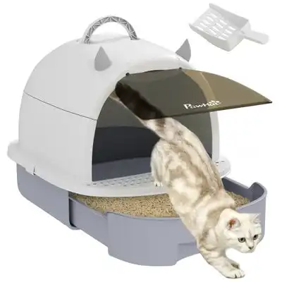 PawHut Arenero para Gato - Blanco y Gris - PawHut - Comparador de precios