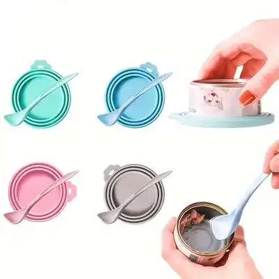 UAMLY Juego de tapa de lata y cuchara con temática de mascotas - 4 piezas - Uamly - Comparador de precios