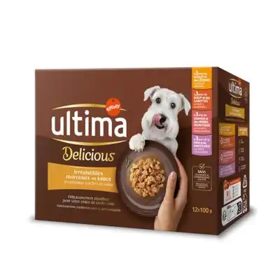 Ultima Delicious Bocaditos en salsa (pollo, vacuno, salmón, pavo) - Pack mixto - 12 x 100 g - Affinity Ultima - Comparador de precios