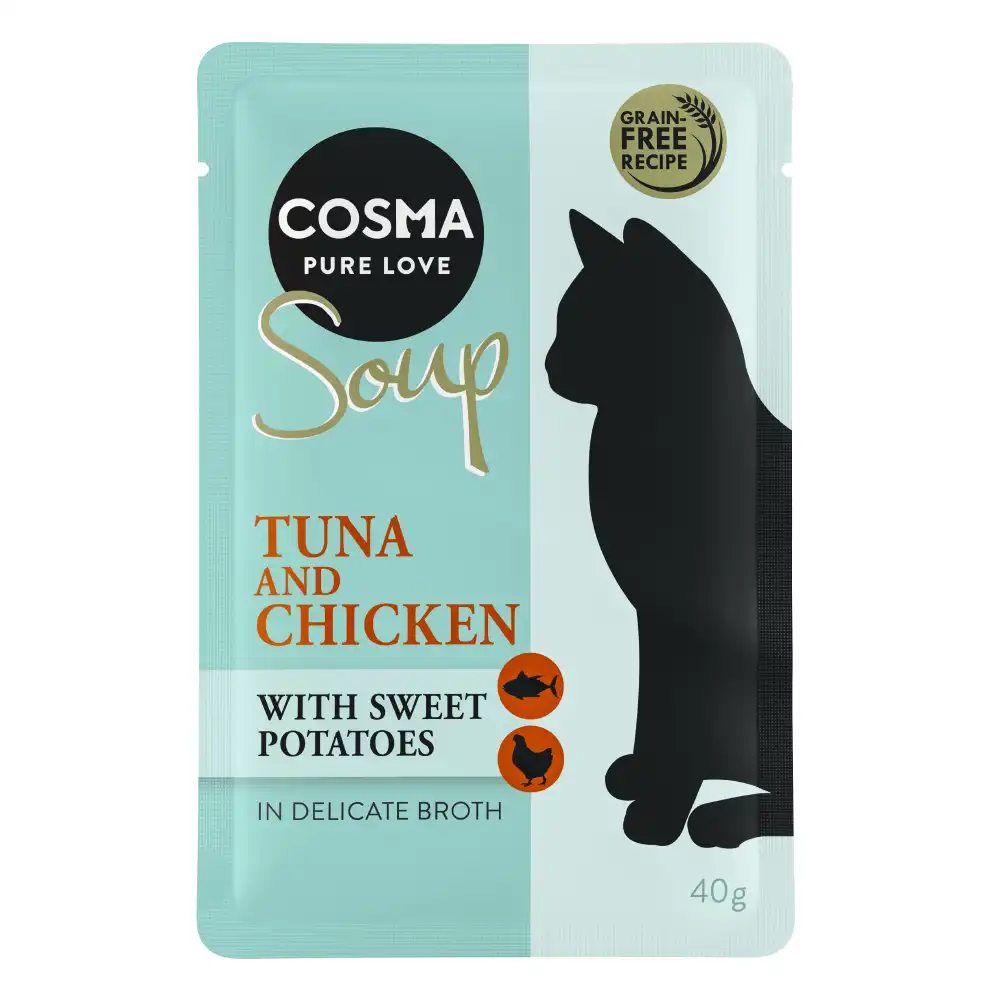 Cosma Soup sopa para gatos 12 x 40 g - Atún y pollo con batata - Cosma - Comparador de precios