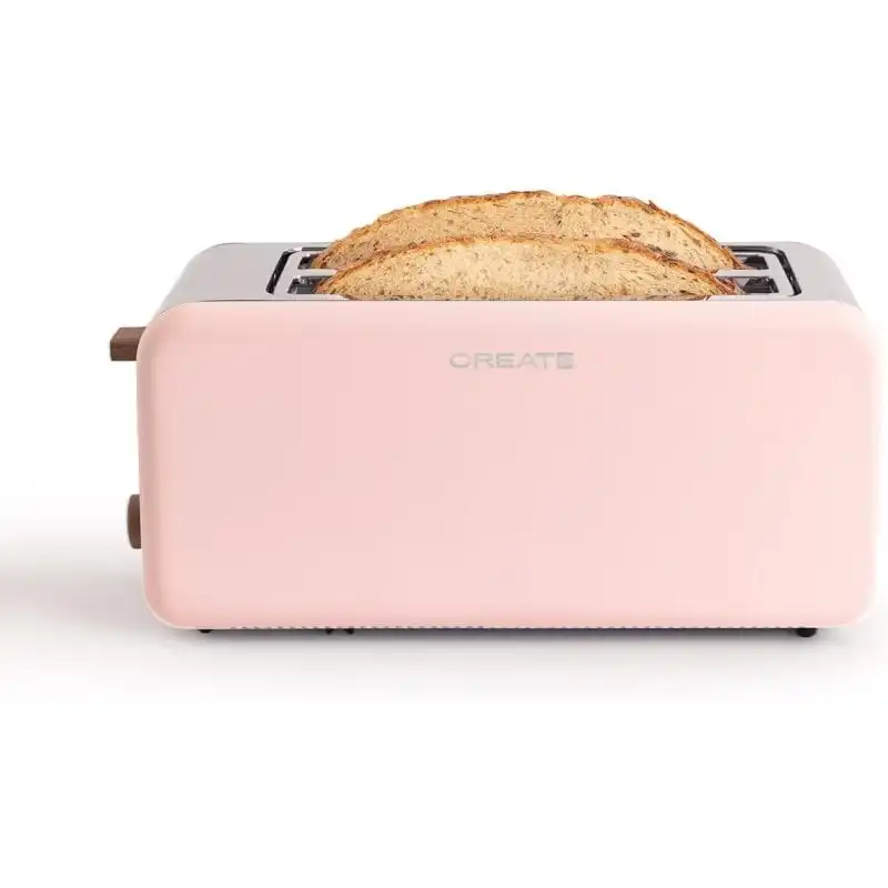 Create Toast Retro Tostadora Diseño Retro 2 Ranuras XL 1500W Rosa Pastel