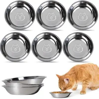 HausPets Juego 6 cuencos acero inoxidable, planos fácil acceso gatos - piezas - HausPets - Comparador de precios