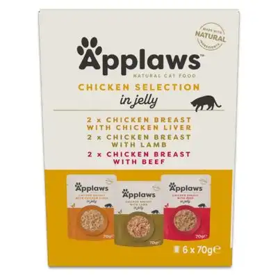Pack de pureba Applaws Cat Pouch en gelatina 6 x 70 g - Selección con pollo - Applaws - Comparador de precios