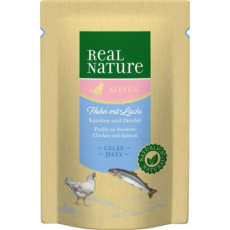 Real Nature Classic Gatitos Bolsitas Pollo Salmón Gelatina, Unidades 1 x 12 sobres 85gr - Real Nature - Comparador de precios