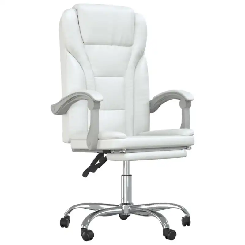 Vidaxl Silla De Oficina Pulssar Reclinable Con Reposapiés Blanco 112,5-122x63x56 Cm