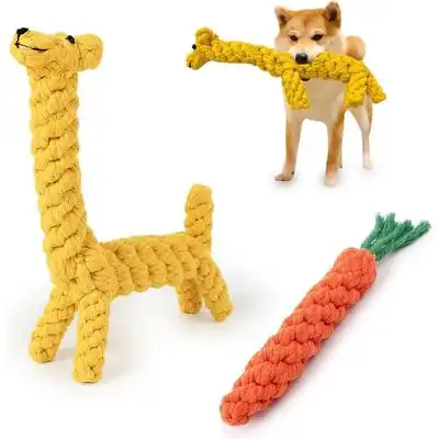 ZooVenture s masticables de algodón para perros (2 piezas) - Conjunto de 2 piezas: Jirafa amarilla + Zanahoria naranja - Zooventure - Comparador de precios