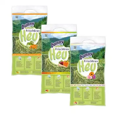 Bunny FreshGrass Set de heno Zanahoria, Vital, Flores - 3 x 500 g - bunnyNature - Comparador de precios