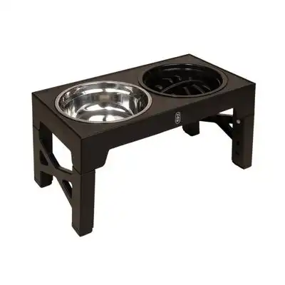 Comedero doble TIAKI de altura regulable en 4 posiciones - 1,2 l, aprox. 44 x 23 x 8 cm (L x An x Al) - TIAKI - Comparador de precios