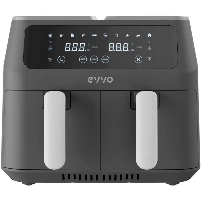 Evvo Home Tasty Fryer Freidora de Aire Sin Aceite 8L 2800W Negra