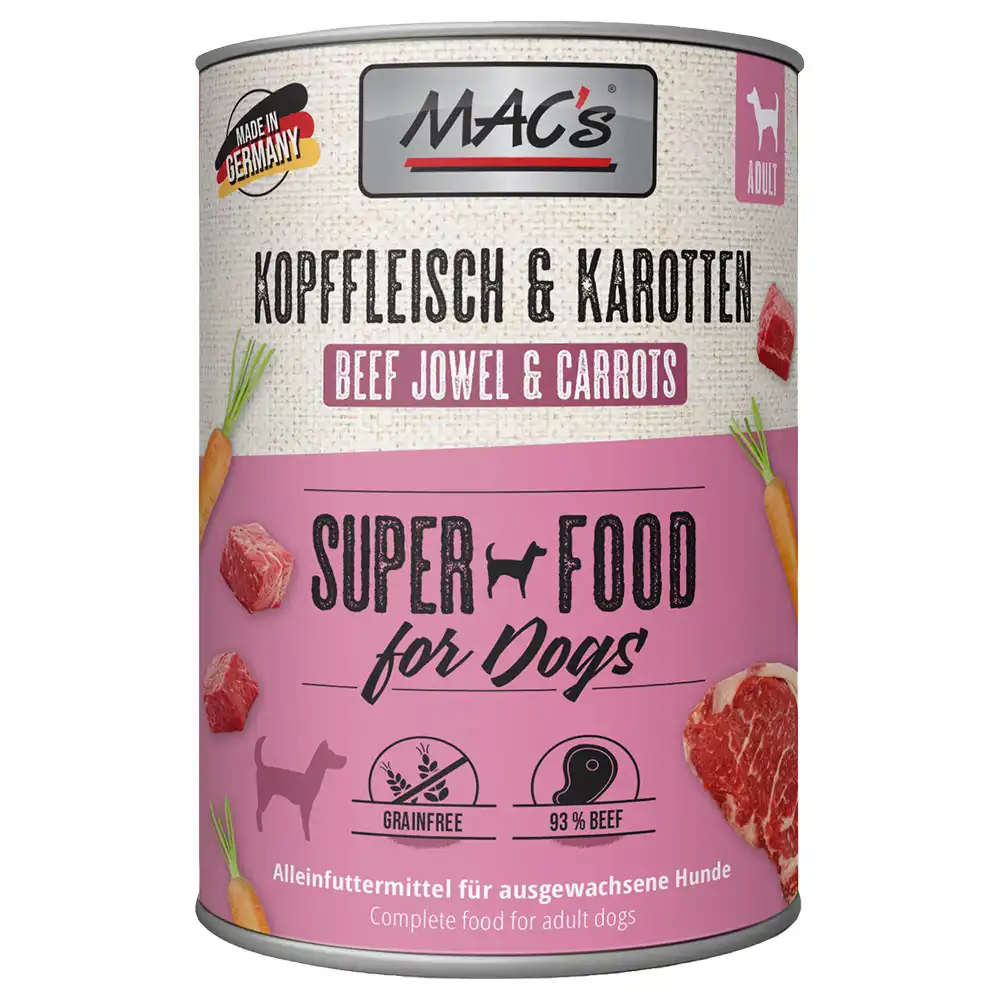 MAC's Adultos Superalimentos 6 x 400 g - Carne de cabeza y zanahoria