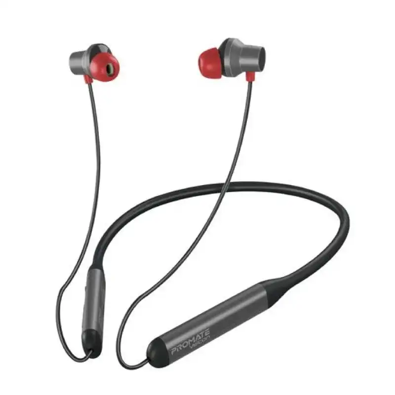 Promate Velcon Auriculares Inalámbricos Bluetooth para Cuello Cancelación de Ruido Activa ANC Negro