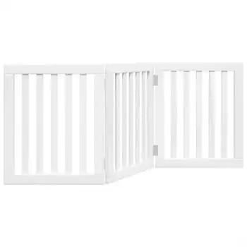Puerta Para Perros Plegable 3 Paneles Madera Álamo Blanca 150cm Vidaxl