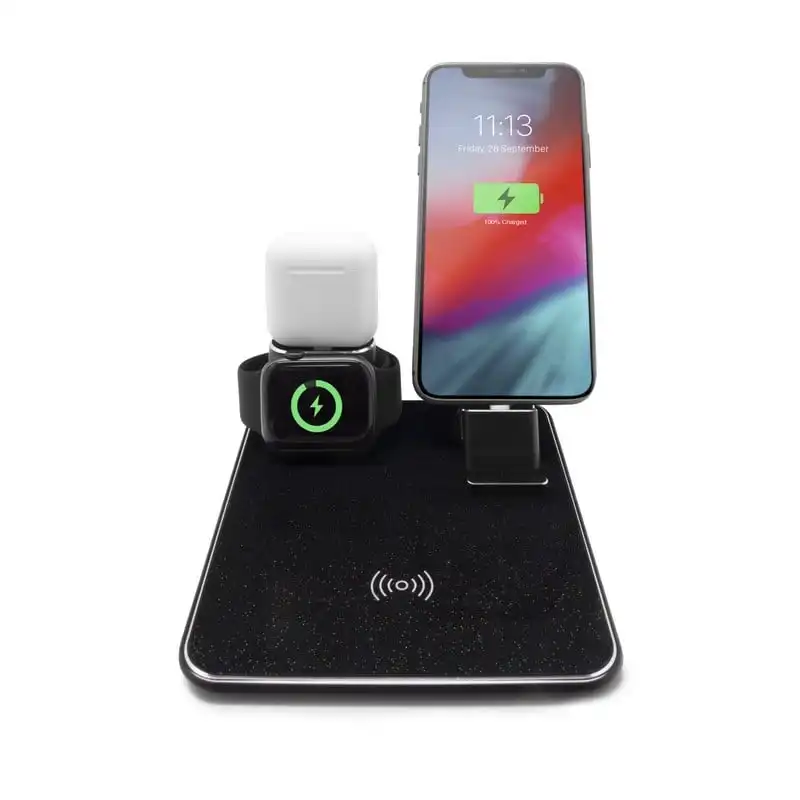Unotec Base de Carga de Inducción Negra para iPhone/Apple Watch/Airpods