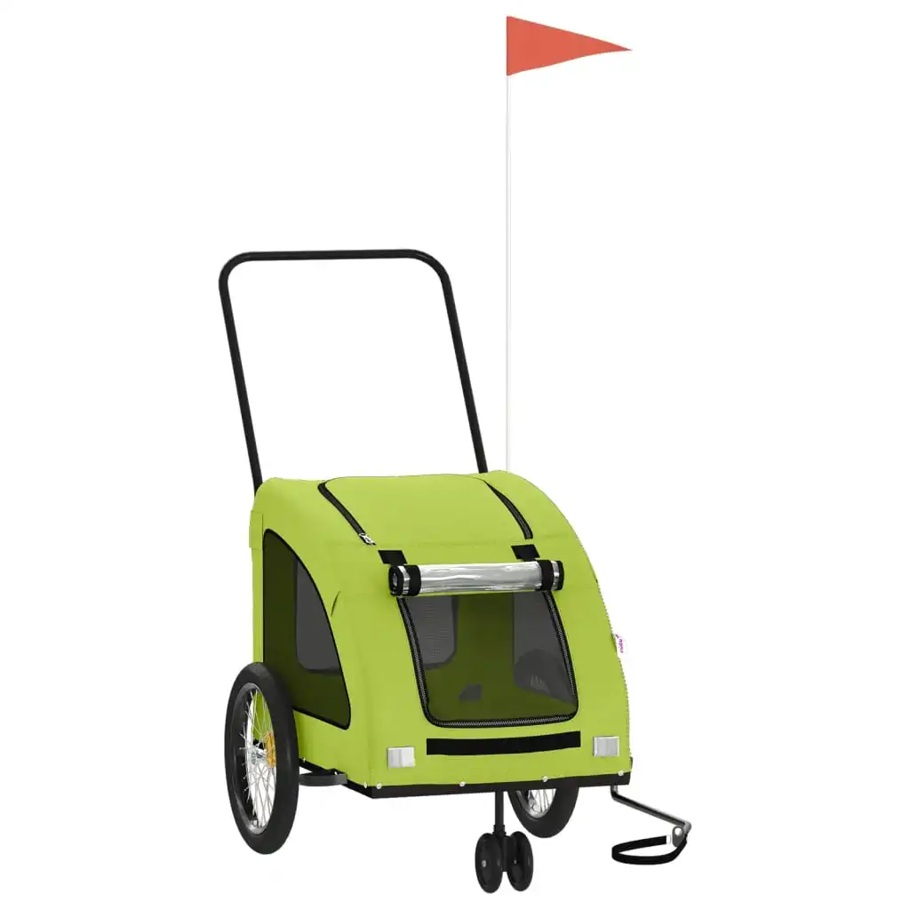 VidaXL Remolque de bicicleta mascotas hierro tela Oxford verde - VIDAXL - Comparador de precios