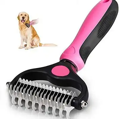 ZooVenture Peine doble gatos perros - Acero inoxidable, antideslizante, 9 - Rojo - Grande - Zooventure - Comparador de precios