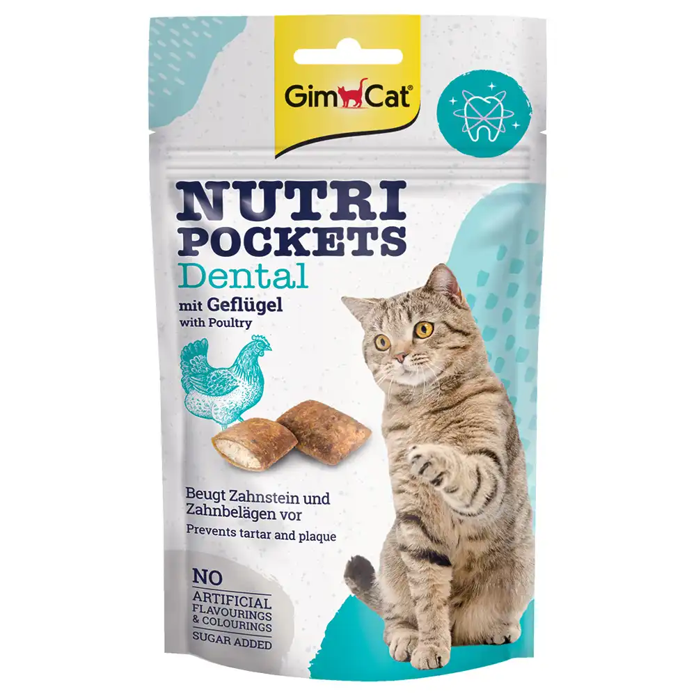 GimCat Nutri Pockets Dental con ave snacks para gatos  - 60 g