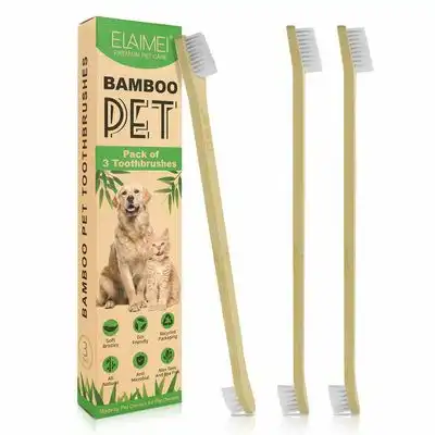 IntiMeg Cepillo de dientes para mascotas con mango de bambú - Paquete de tres - IntiMeg - Comparador de precios