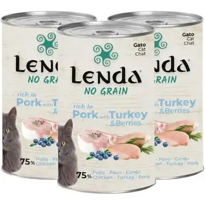 Lenda Paté para Gatos Cerdo con Pavo y Arándanos Sin Cereales - 3 x 400 g - Lenda - Comparador de precios
